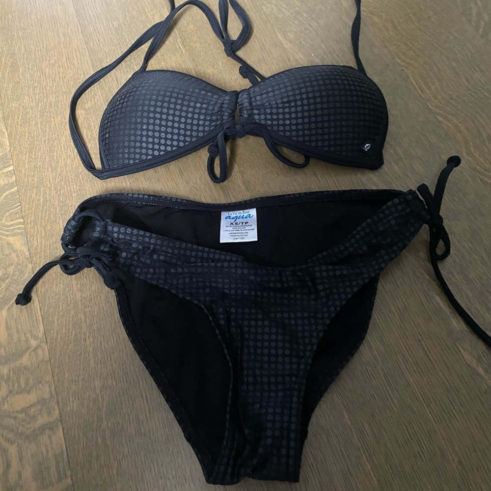 La Vie En Rose Aqua padded black bikini, size xs